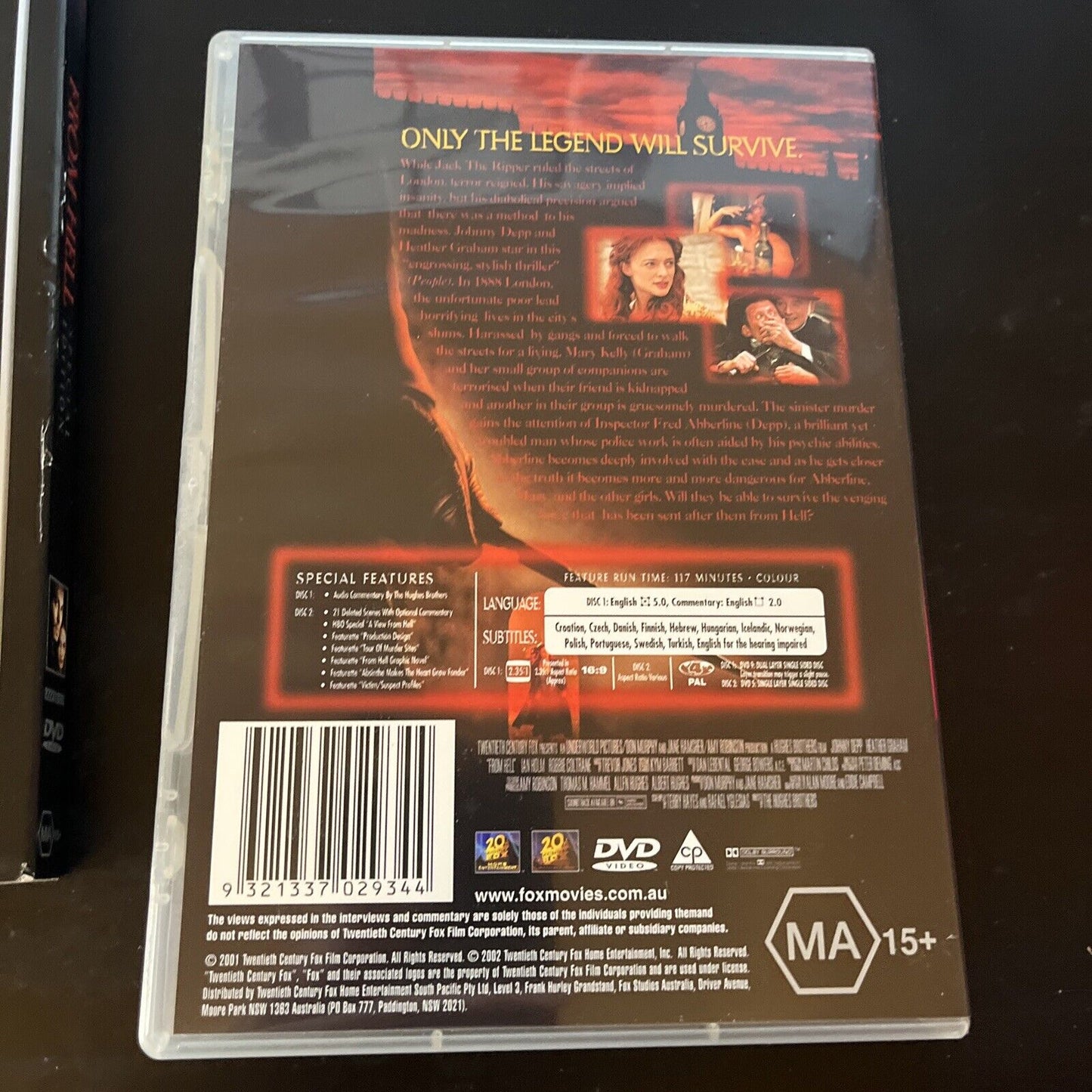 From Hell (Special Edition, DVD, 2001, 2-Disc) Johnny Depp Region 4