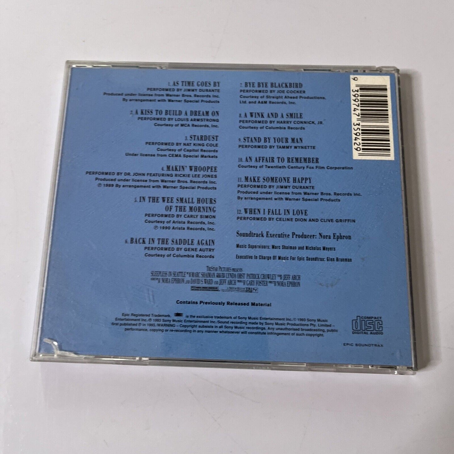 Sleepless in Seattle Original Movie Soundtrack (CD, 1993) – Retro Unit