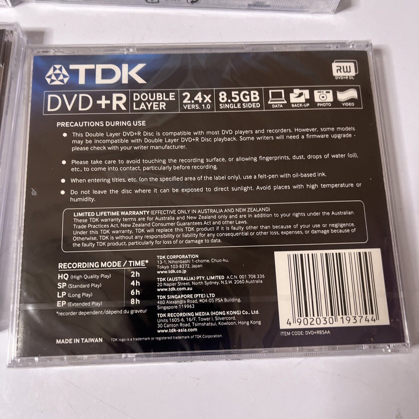 *New Sealed* TDK DVD+R Double Layer 8.5GB Single Sided Blank Discs (4 Pack)