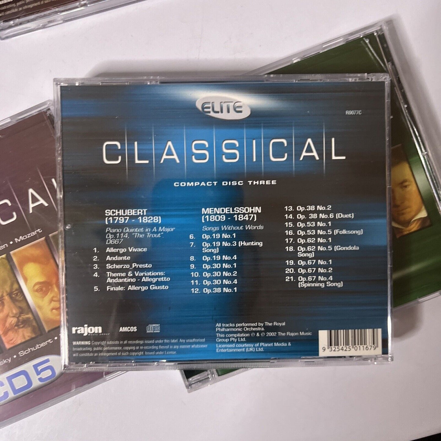 Elite Classical 5 CD Set: Bach, Mendelssohn, Beethoven, Mozart Chopin (CD, 2002)