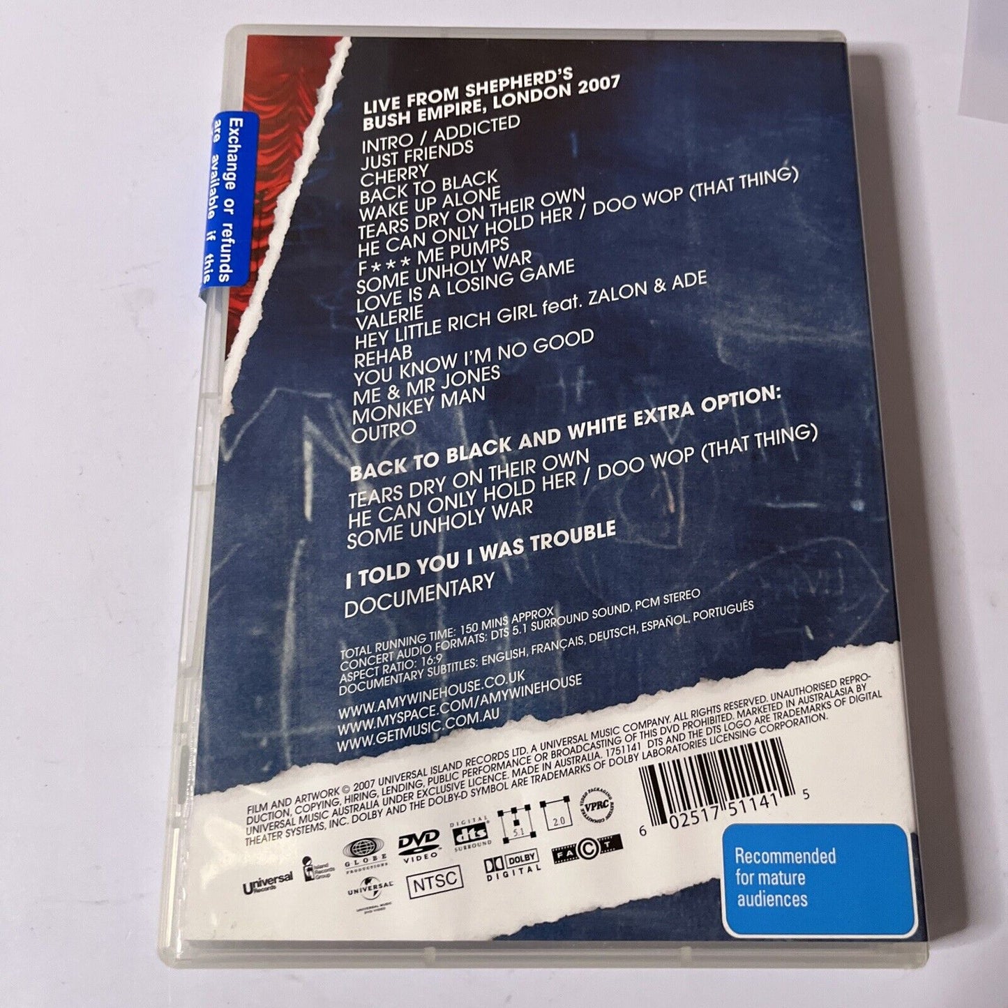 Amy Winehouse - I Told You I Was Trouble (DVD, 2007) NEW All Regions