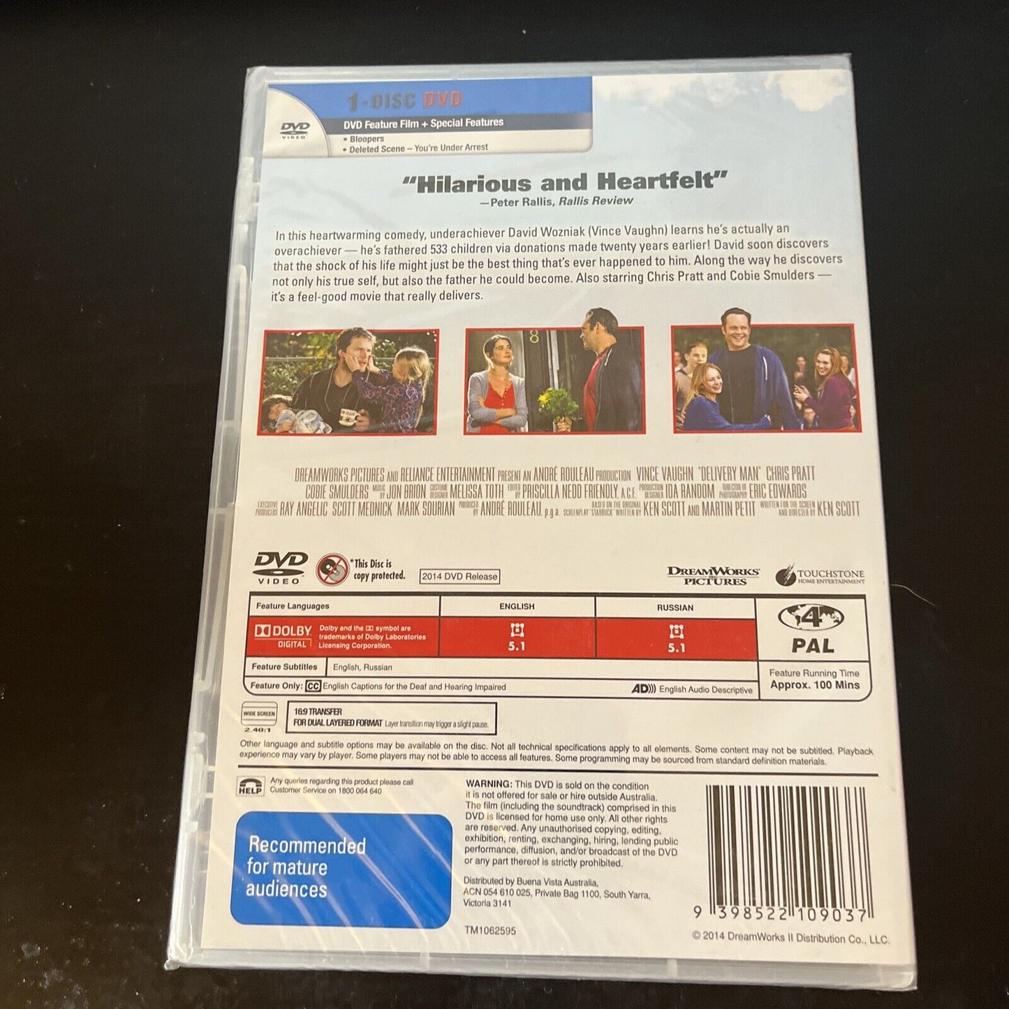 *New Sealed* Delivery Man (DVD, 2013) Vince Vaughn, Chris Pratt Region 4