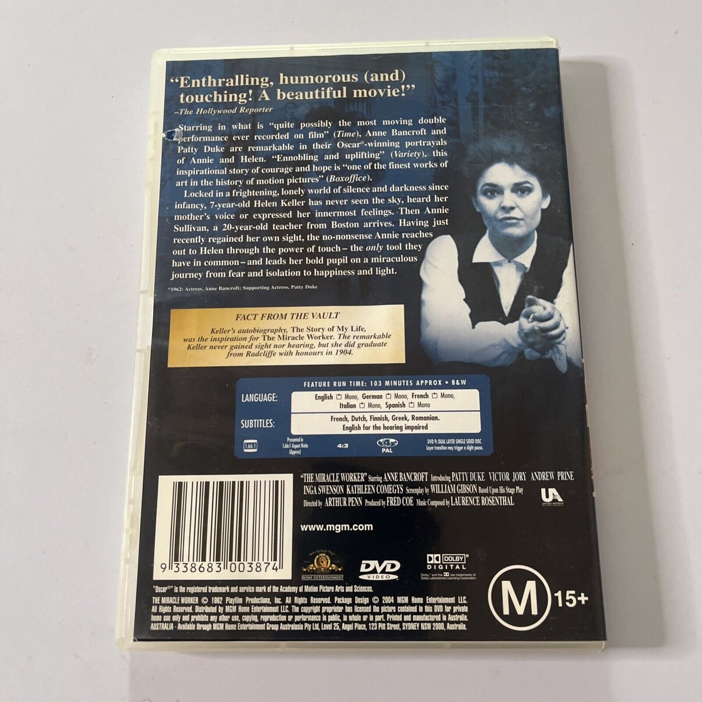 The Miracle Worker (DVD, 1962) Patty Duke, Anne Bancroft Region 4