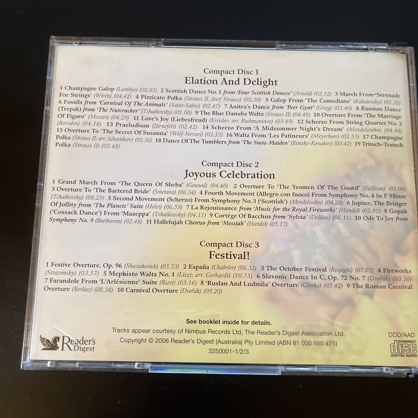 Reader's Digest: Jubilation - Classics For Every Mood (CD, 2006, 3-Disc) 3250001