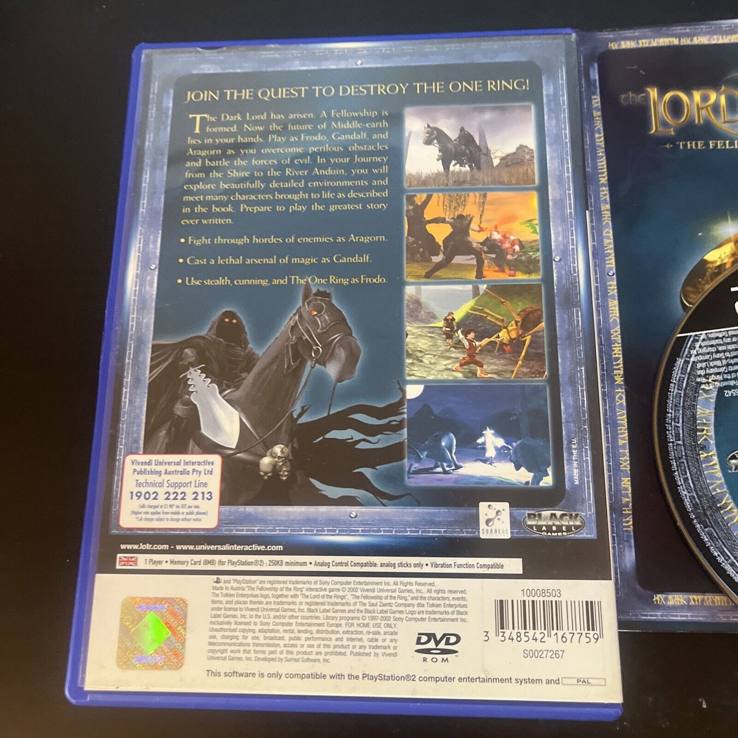 The Lord Of The Rings: The Fellowship Of The Ring Sony PS2 With Manual PAL