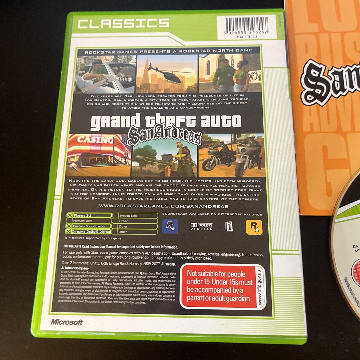 Grand Theft Auto San Andreas - Microsoft Xbox Original Edition PAL Manual Map