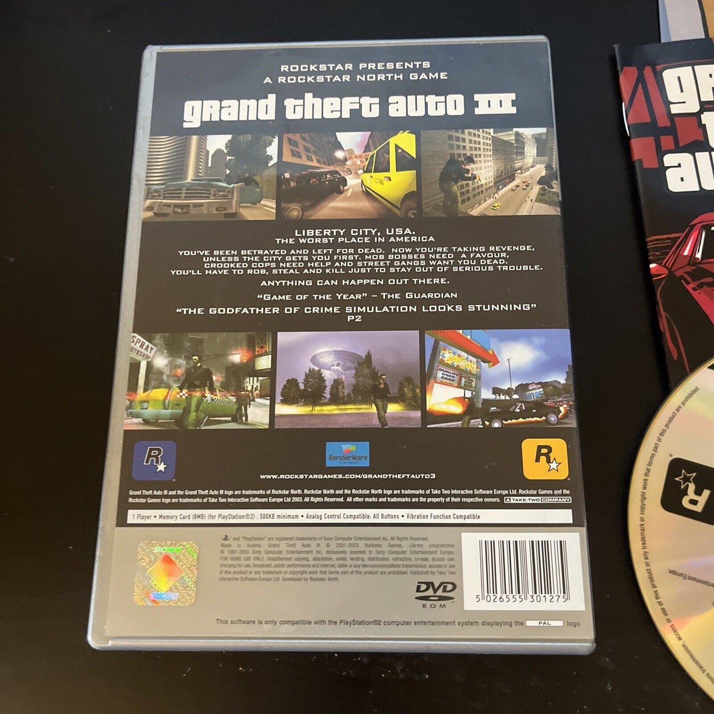 Grand Theft Auto III 3 - Sony Playstation 2 PS2 Game - With Manual & Map PAL