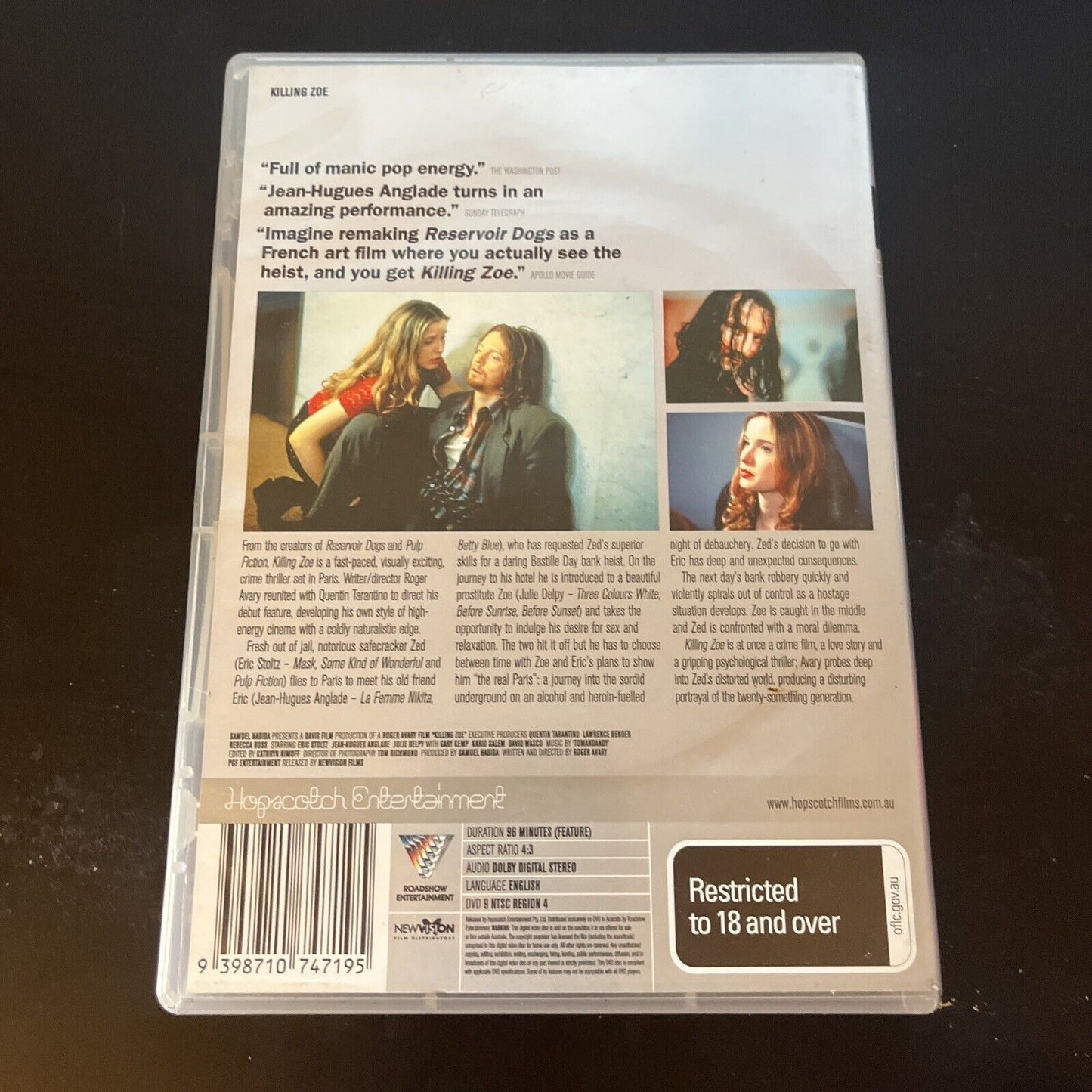 Killing Zoe (DVD, 1994) Julie Delpy, Eric Stoltz Region 4