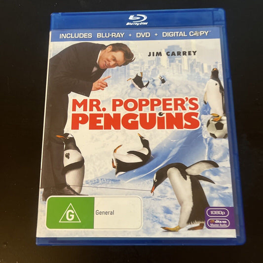 Mr. Popper's Penguins (Blu-ray + DVD, 2011, 2-Disc) Jim Carrey Region B & 4