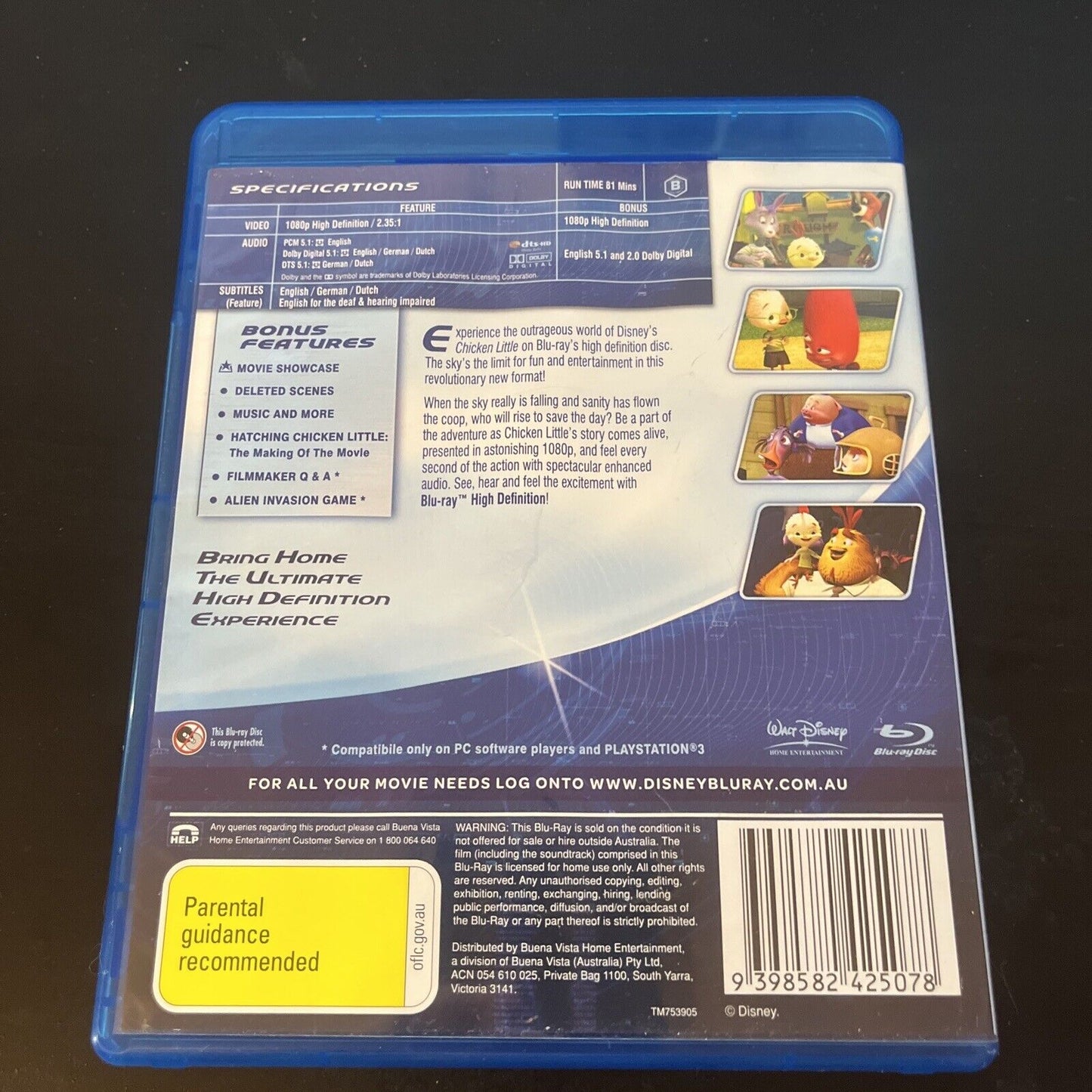 Chicken Little (Blu-ray, 2005) Joan Cusack, Zach Braff Region B