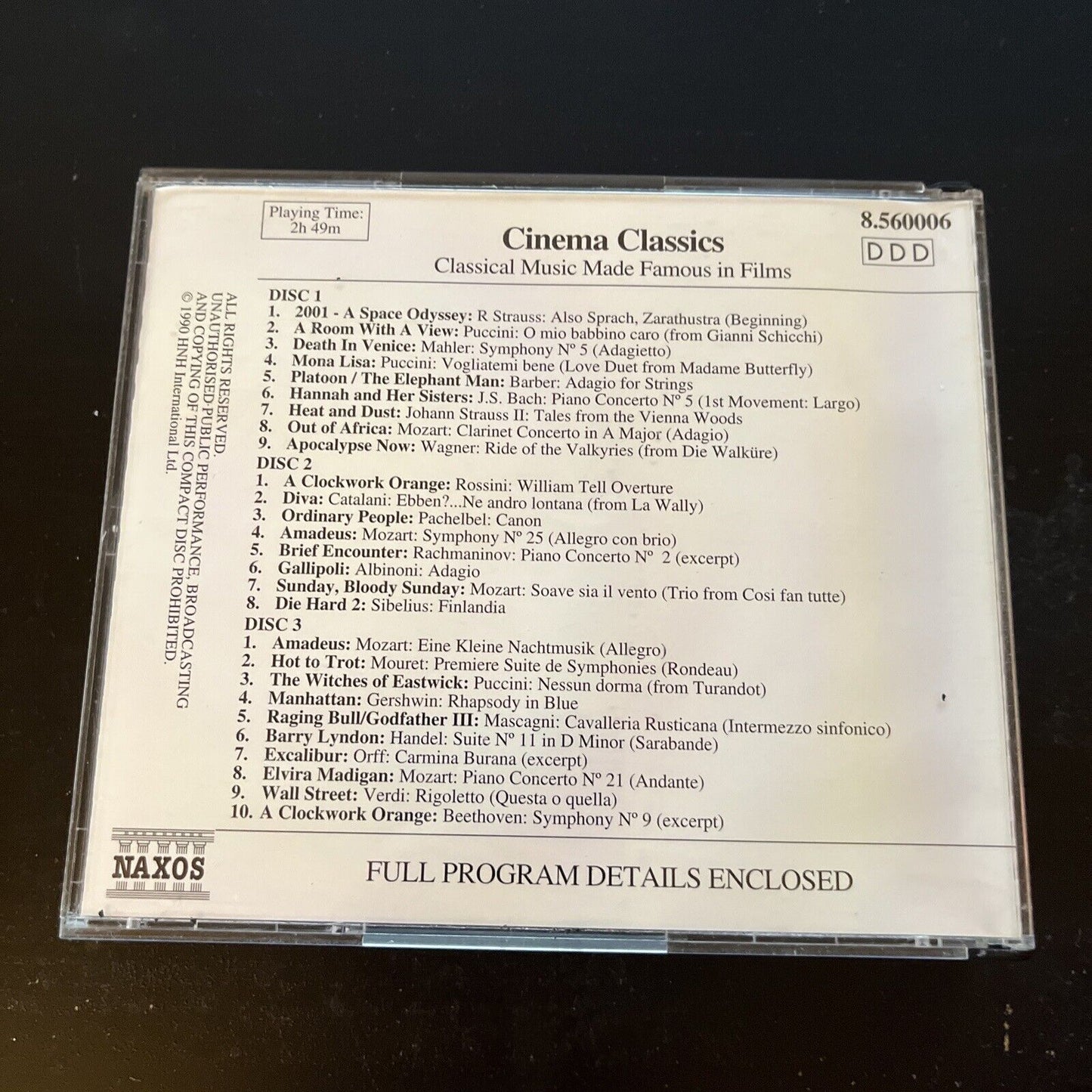 Cinema Classics - Classical Music Made Famous In Films (CD, 1990, 3-Disc)