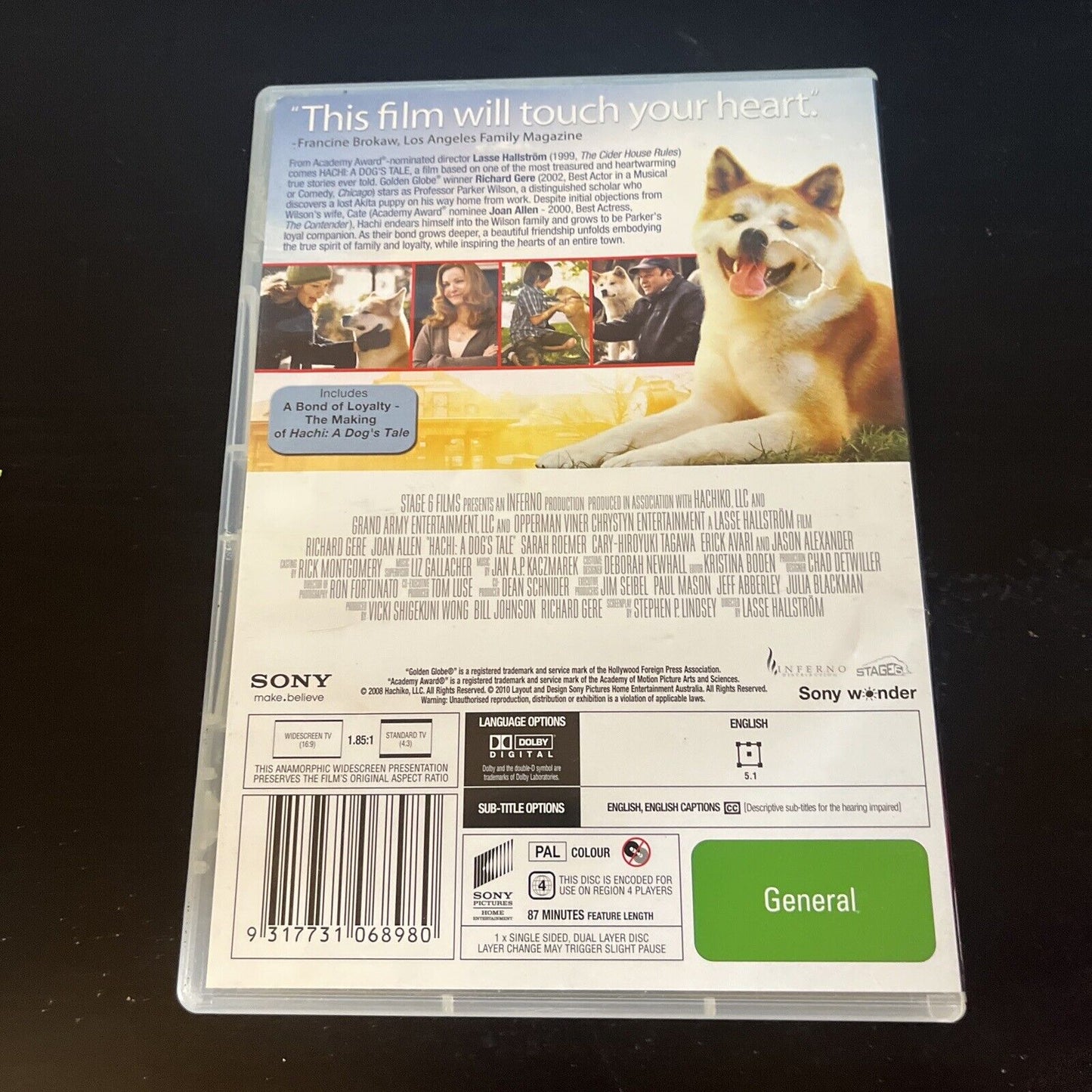 Hachi - A Dog's Tale (DVD, 2009) Richard Gere, Cary-Hiroyuki Tagawa Region 4