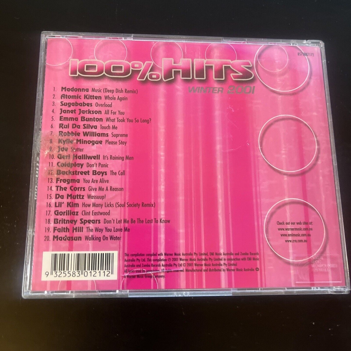 100% Hits Winter 2001 (CD, 2001) 20 Track Compilation