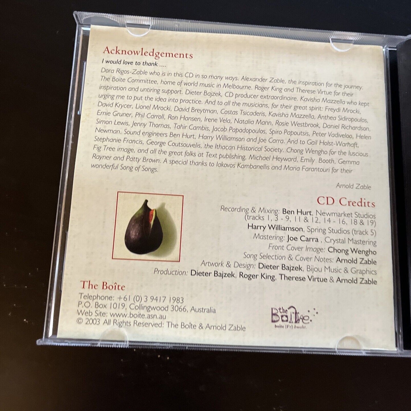 The Fig Tree - A Musical Companion To Arnold Zable's Book (CD, 2003)