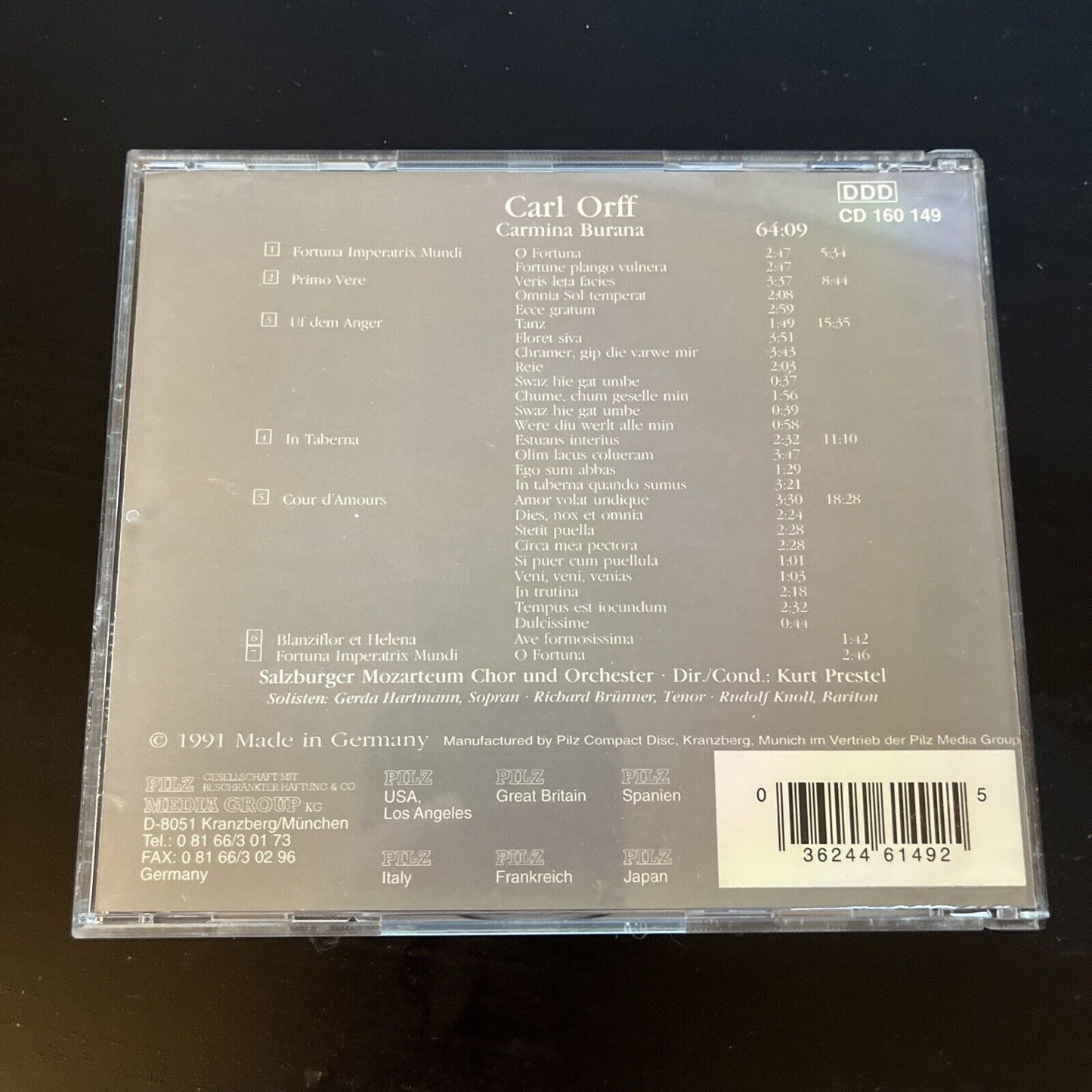 Carl Orff - Carmina Burana Vienna Master Series (CD, 1991)