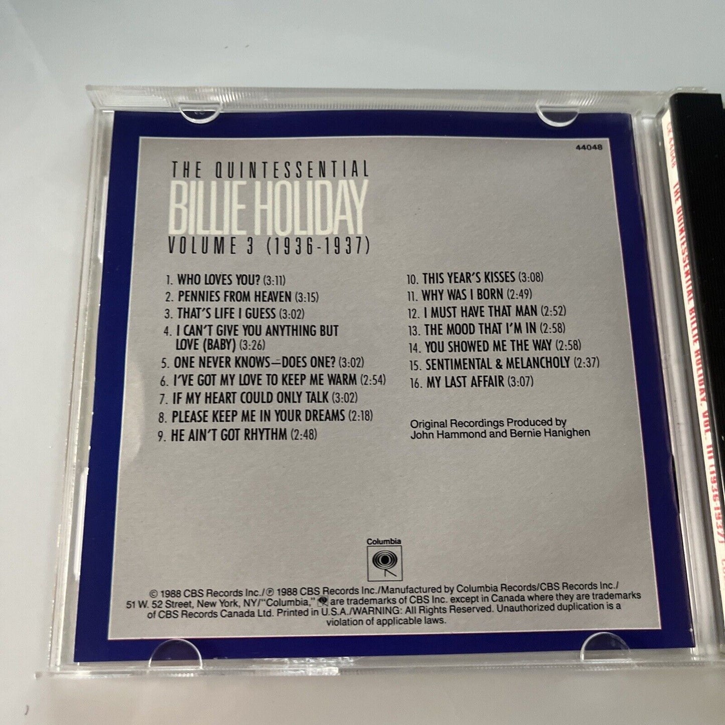 Billie Holiday - Quintessential Billie Holiday, Vol. 3 (1936-1937) (CD, 1990)