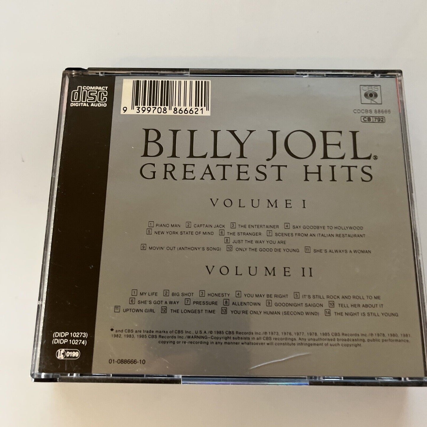 Billy Joel - Greatest Hits Volume 1 & 2 (CD, 1985, 2-Disc)