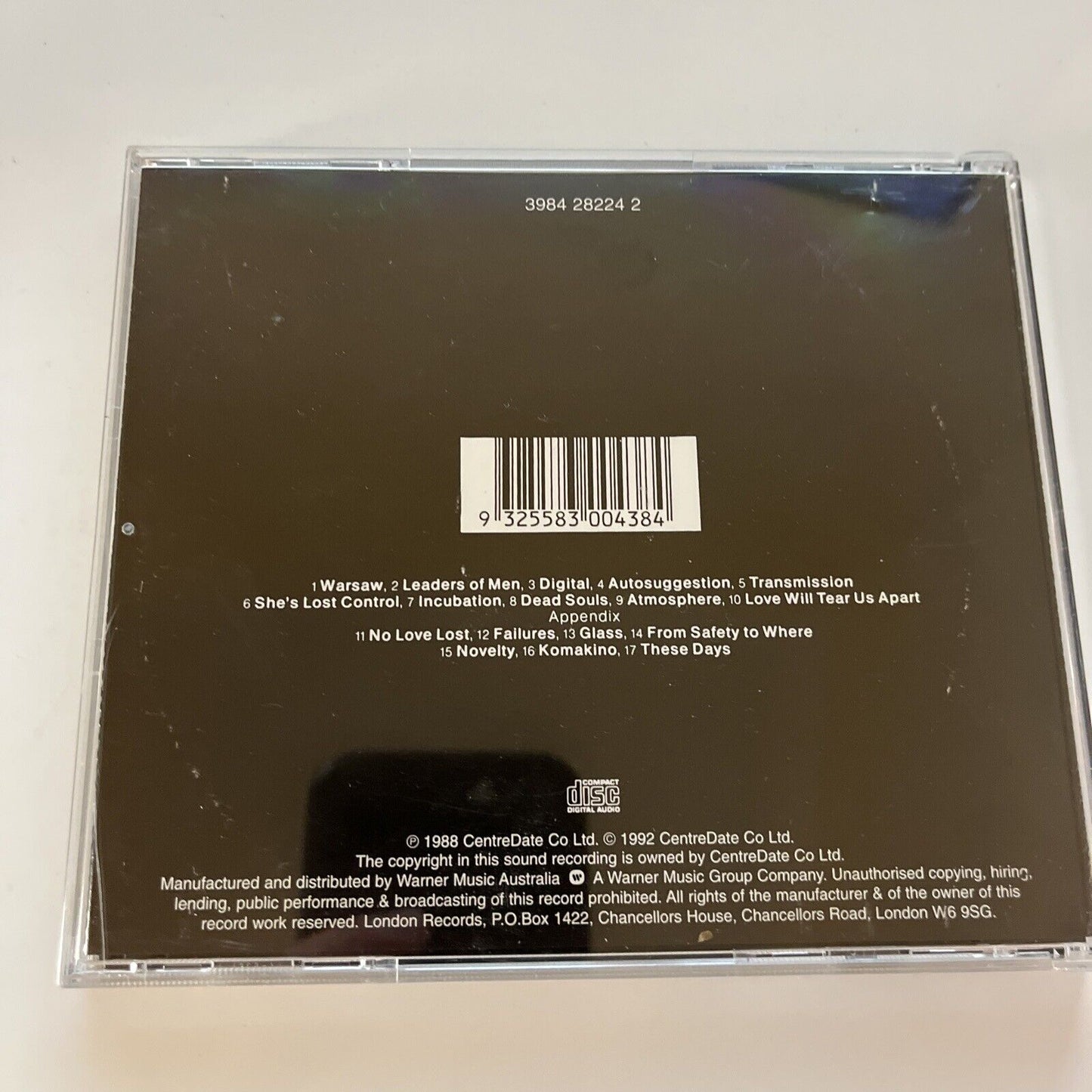 Joy Division - Substance 1977-1980 (CD, 1999) Compilation - 17 Tracks