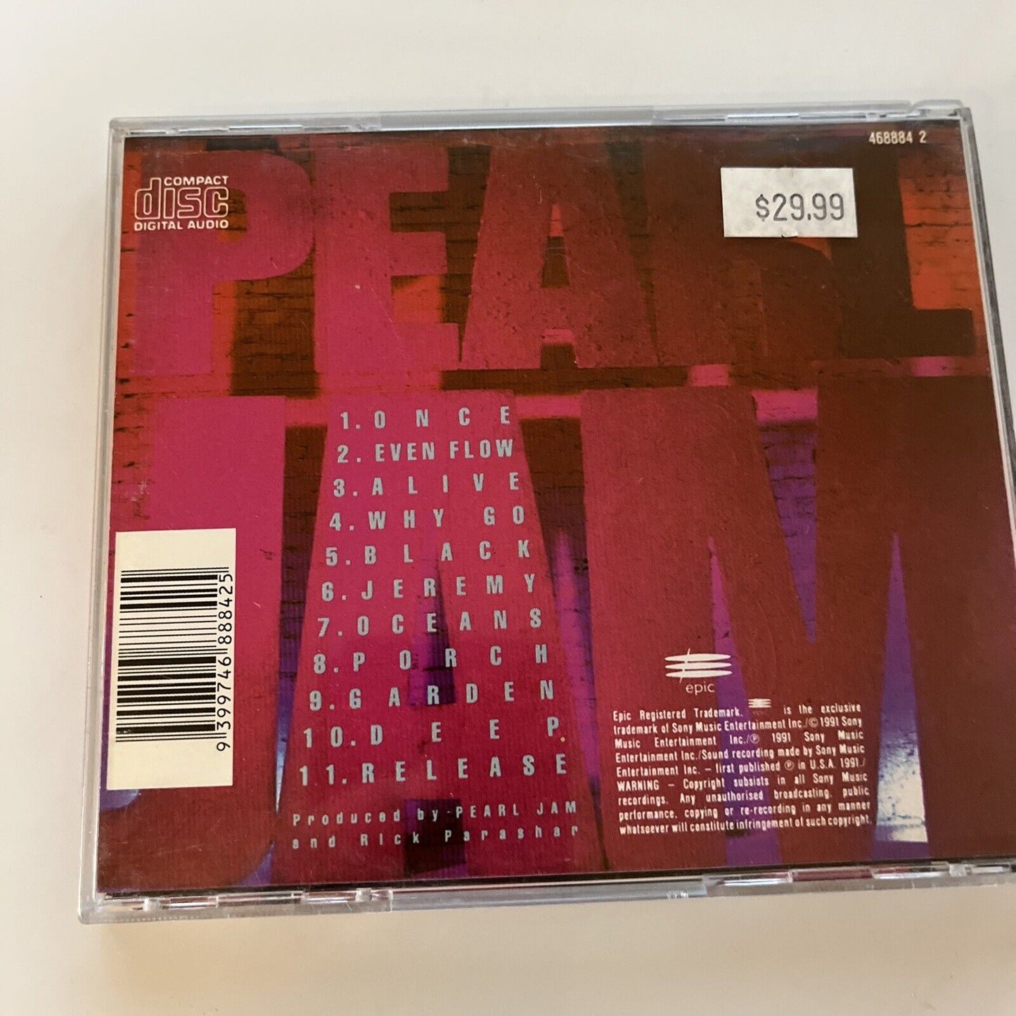 Pearl Jam - Ten (CD, 1991)