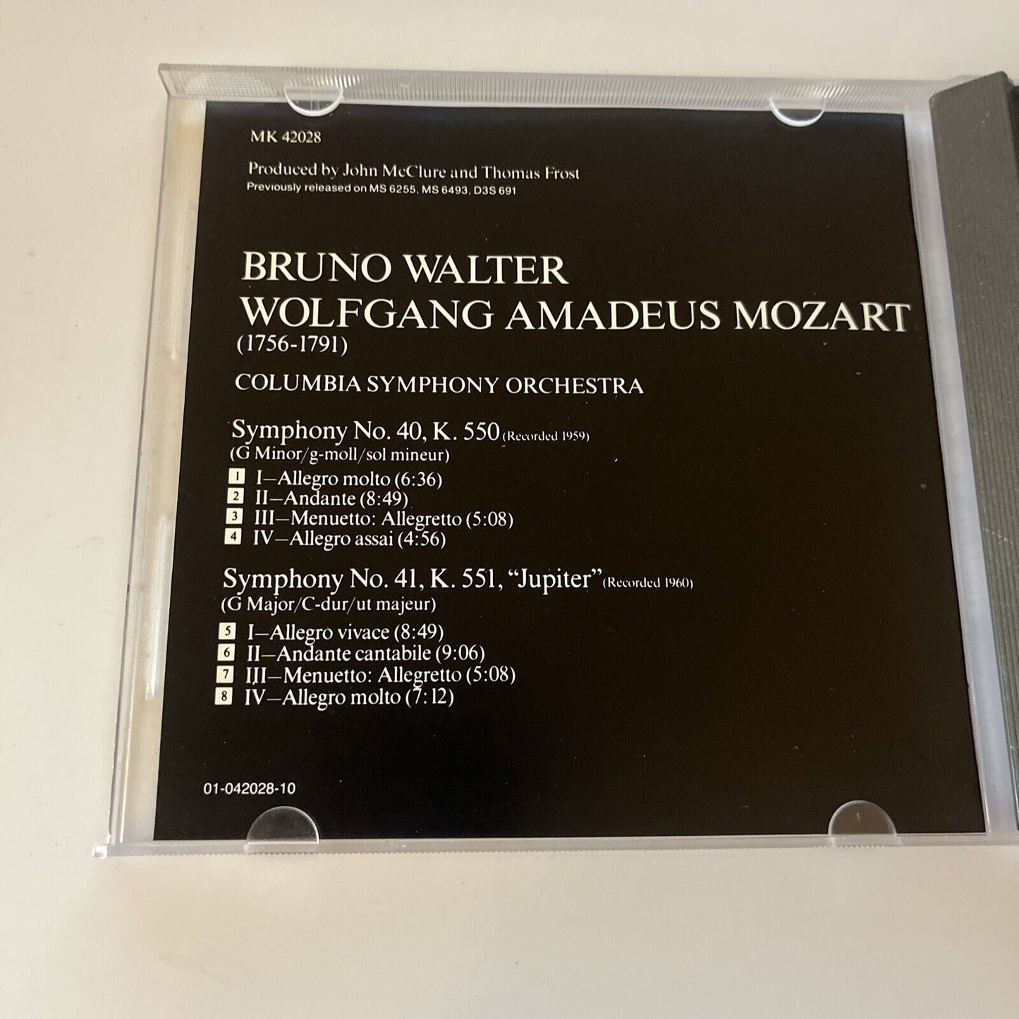 Bruno Walter - Mozart Symphony No 40 & 41 (CD, 1985) Mk42028