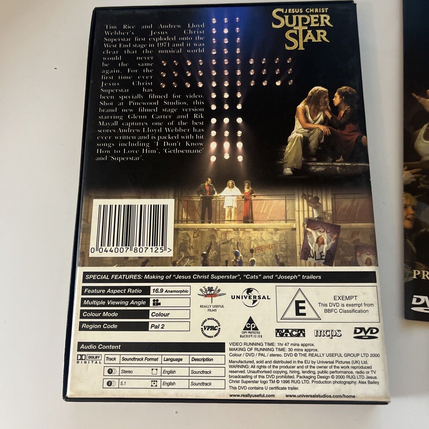 Jesus Christ Super Star (DVD, 1996) Andrew Lloyd, Tim Rice Region 2