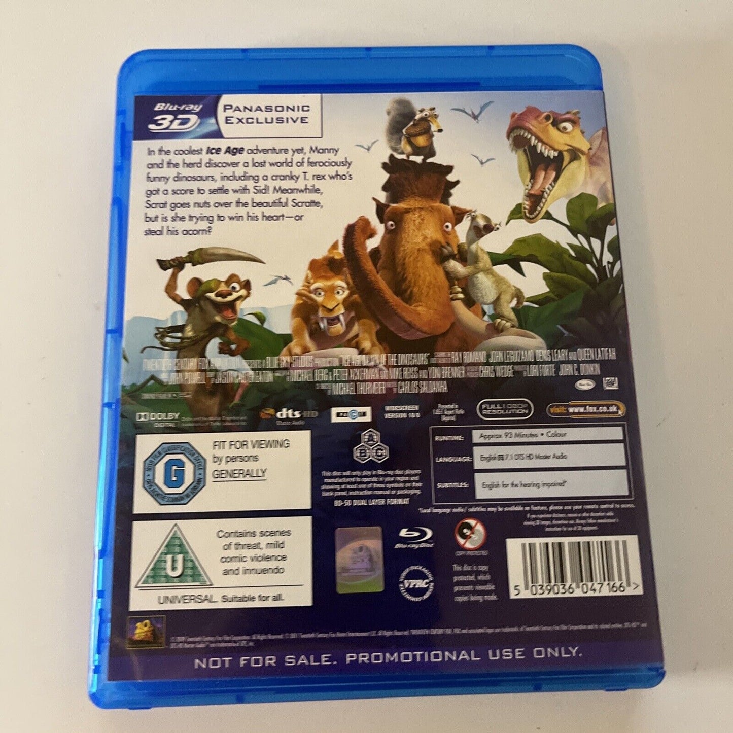 Ice Age 3 Dawn Of The Dinosaurs - Promo Edition (Blu-ray 3D, 2009) All Regions