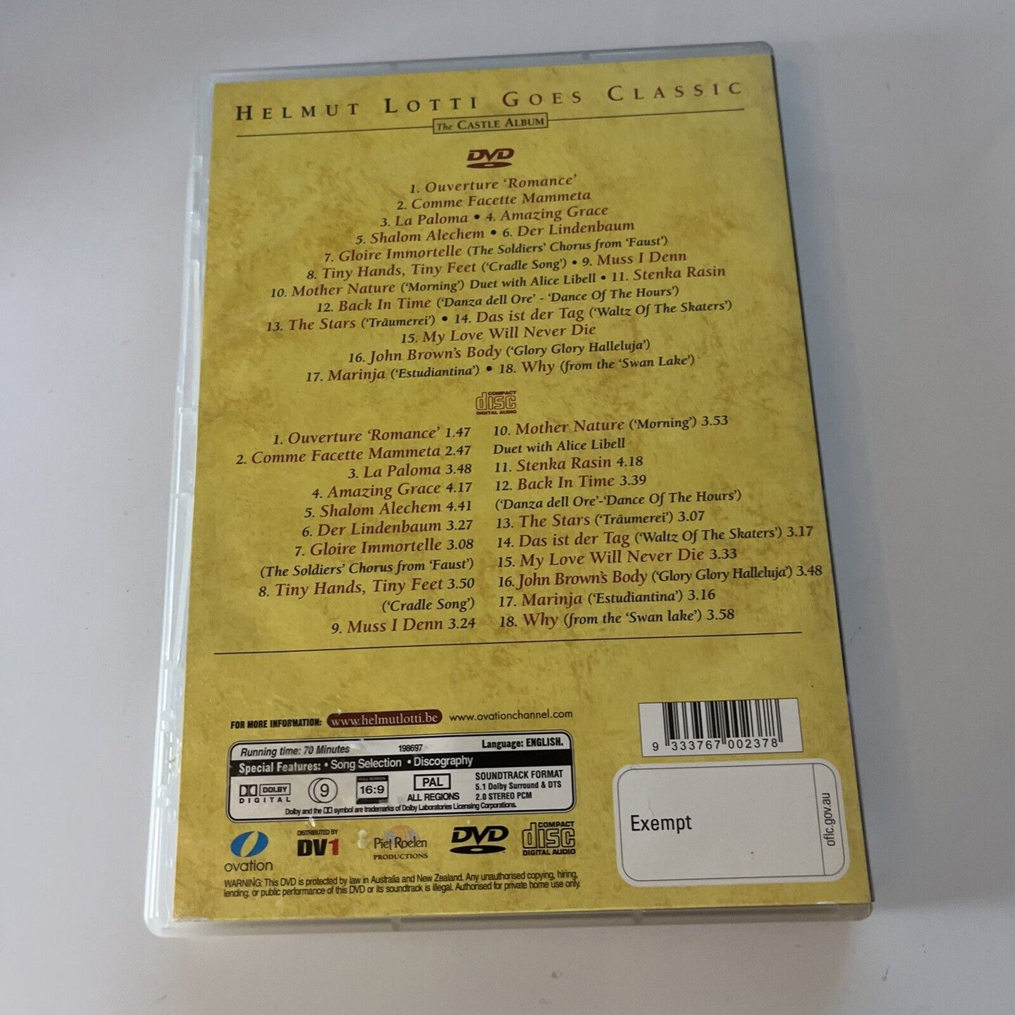 Helmut Lotti: The Castle Album (DVD + CD, 2008) All Regions