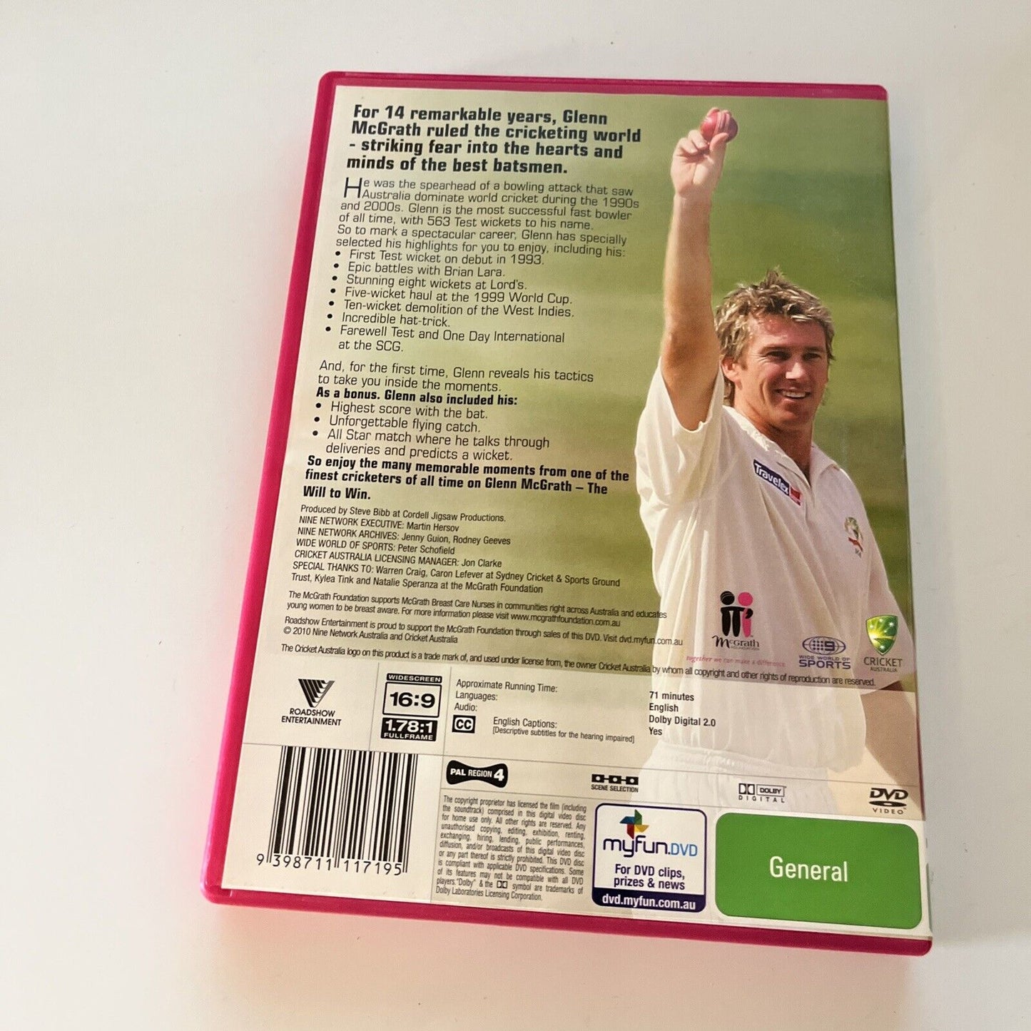 Glenn Mcgrath - The Will To Win (DVD, 2010) NEW Region 4