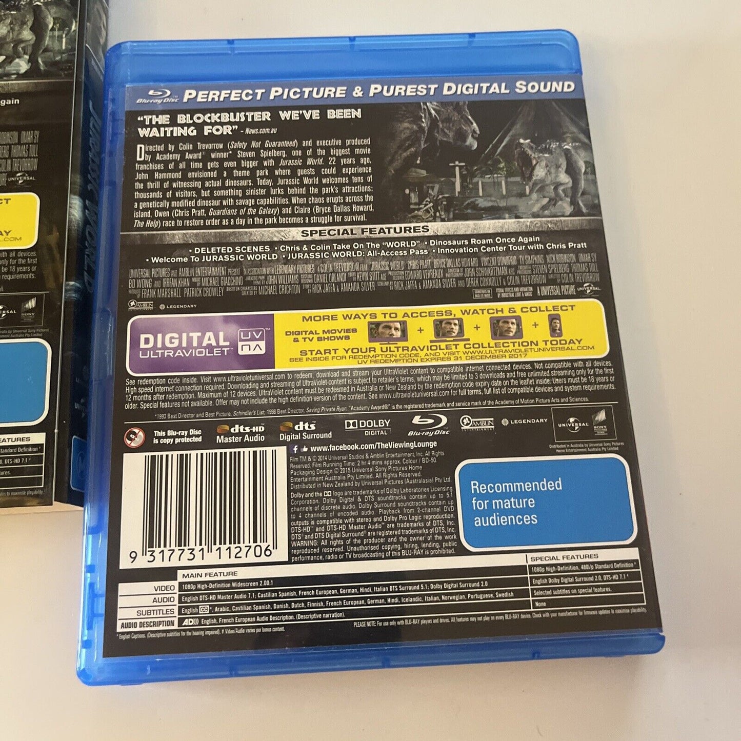 Jurassic World (Blu-ray, 2015) Lauren Lapkus, Chris Pratt Region B