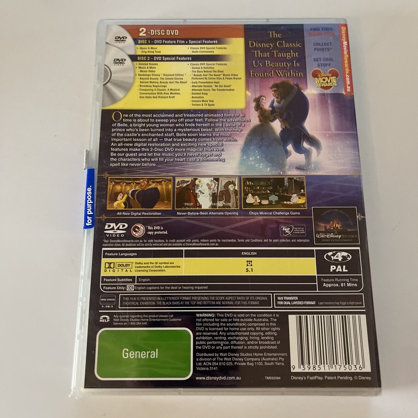 Beauty And The Beast (DVD, 1991, 2-Disc) Region 4 *New Sealed*