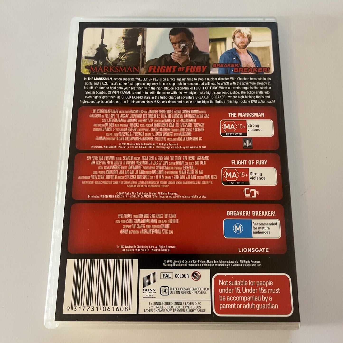 The Marksman / Flight Of Fury / Breaker! Breaker! DVD Steven Seagal Region 4