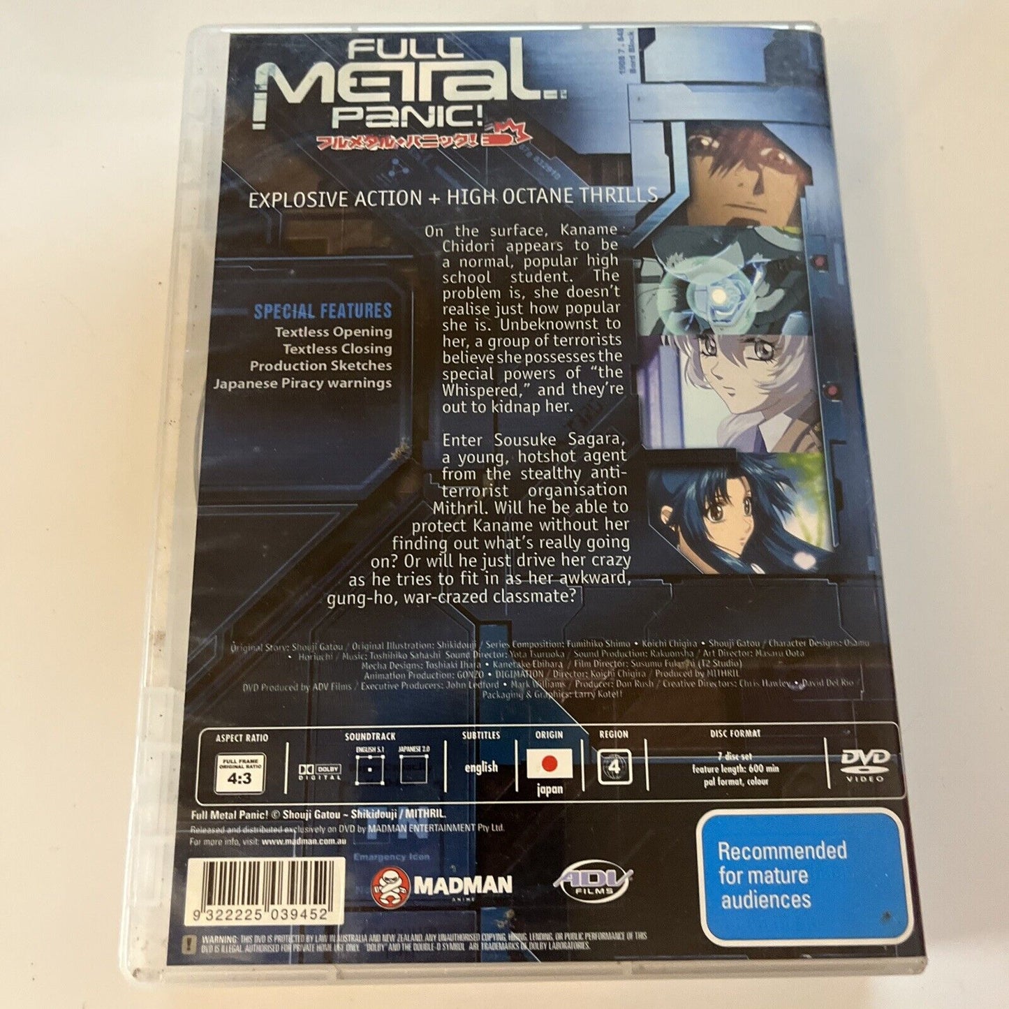 Full Metal Panic : Series 1 (DVD, 2002) *Missing One Disc* Region 4