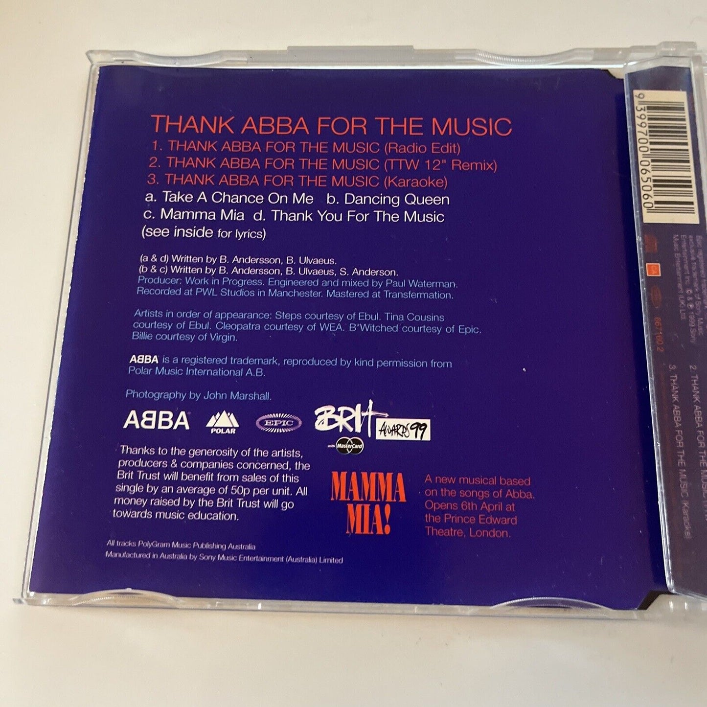 Thank ABBA For The Music CD SINGLE (Steps/Cleopatra/B*Witched/Tina Cousins) SLIM