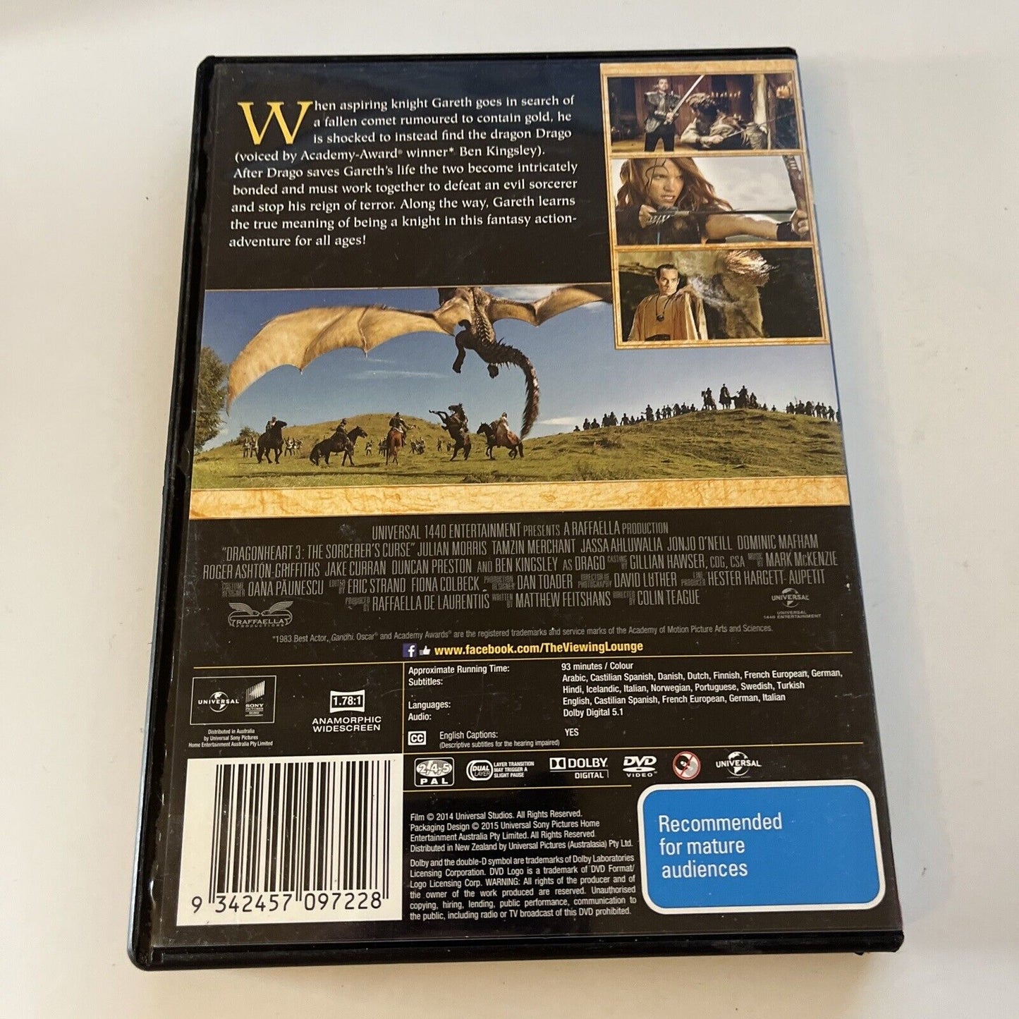 Dragon Heart 3 - The Sorcerer's Curse (DVD, 2015) Ben Kingsley Region 4 &2