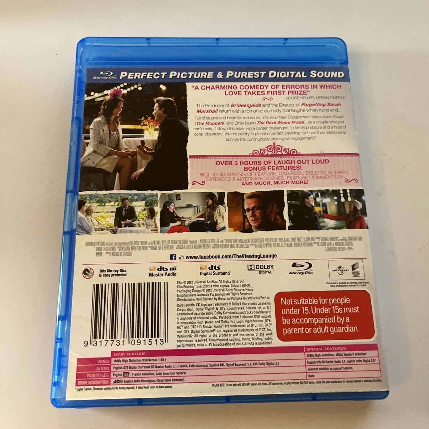 The Five-Year Engagement (Bluray, 2012) Emily Blunt, Chris Pratt Region B