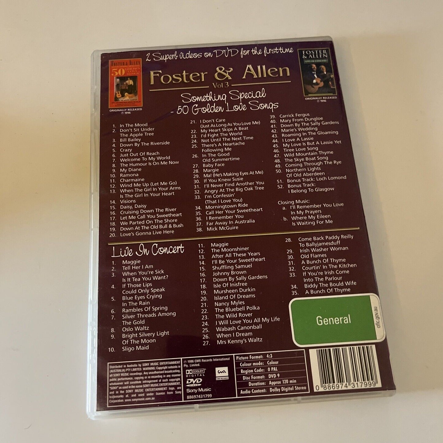 Foster And Allen - Volume 3 (DVD, 1996) All Regions