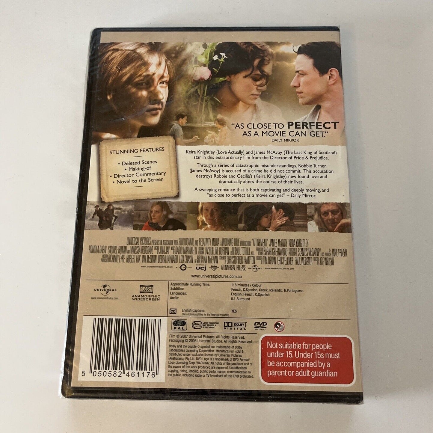 Atonement (DVD, 2007) Keira Knightly, James McAvoy Region 4 &2 *New Sealed*
