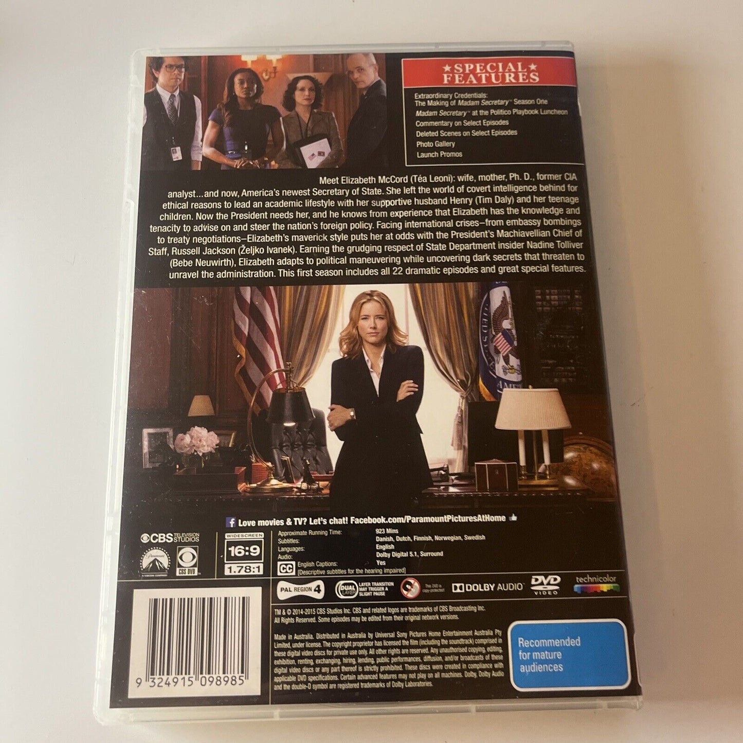 Madam Secretary : Season 1 (DVD, 2014, 6-Disc) Téa Leoni Region 4