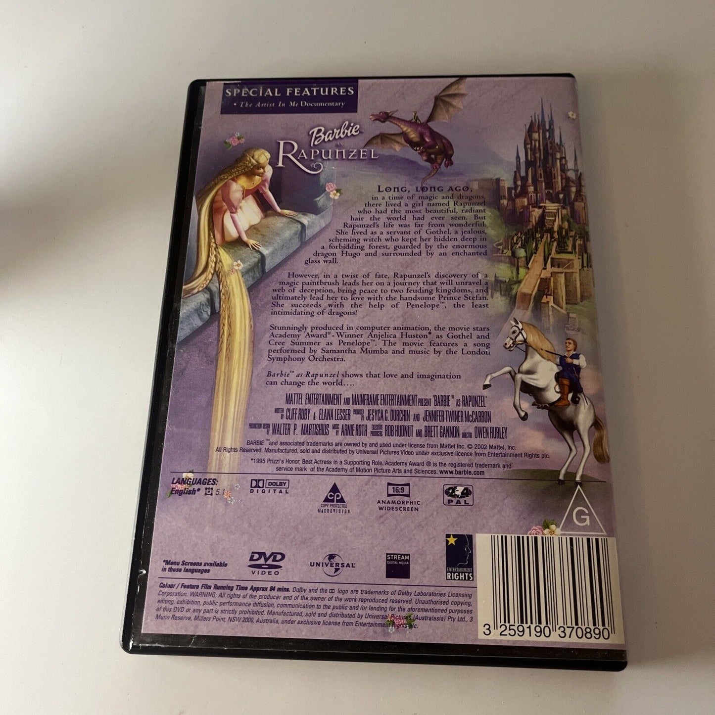 Barbie In Rapunzel  (DVD, 2001) Anjelica Huston Region 4 &2