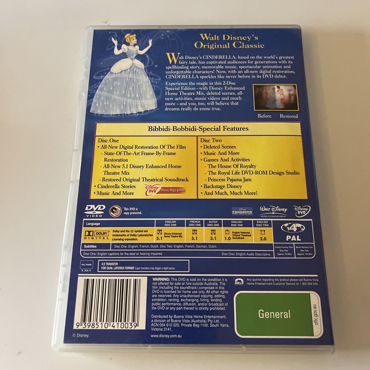 Cinderella - Special Edition (DVD, 1950, 2-Disc) Region 4