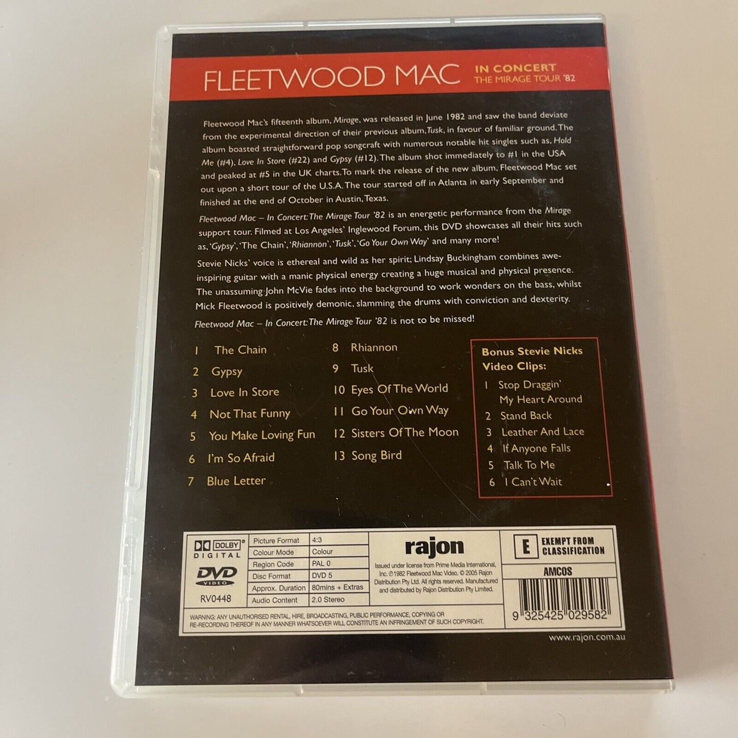 Fleetwood Mac - In Concert - The Mirage Tour '82 (DVD) NEW All Regions