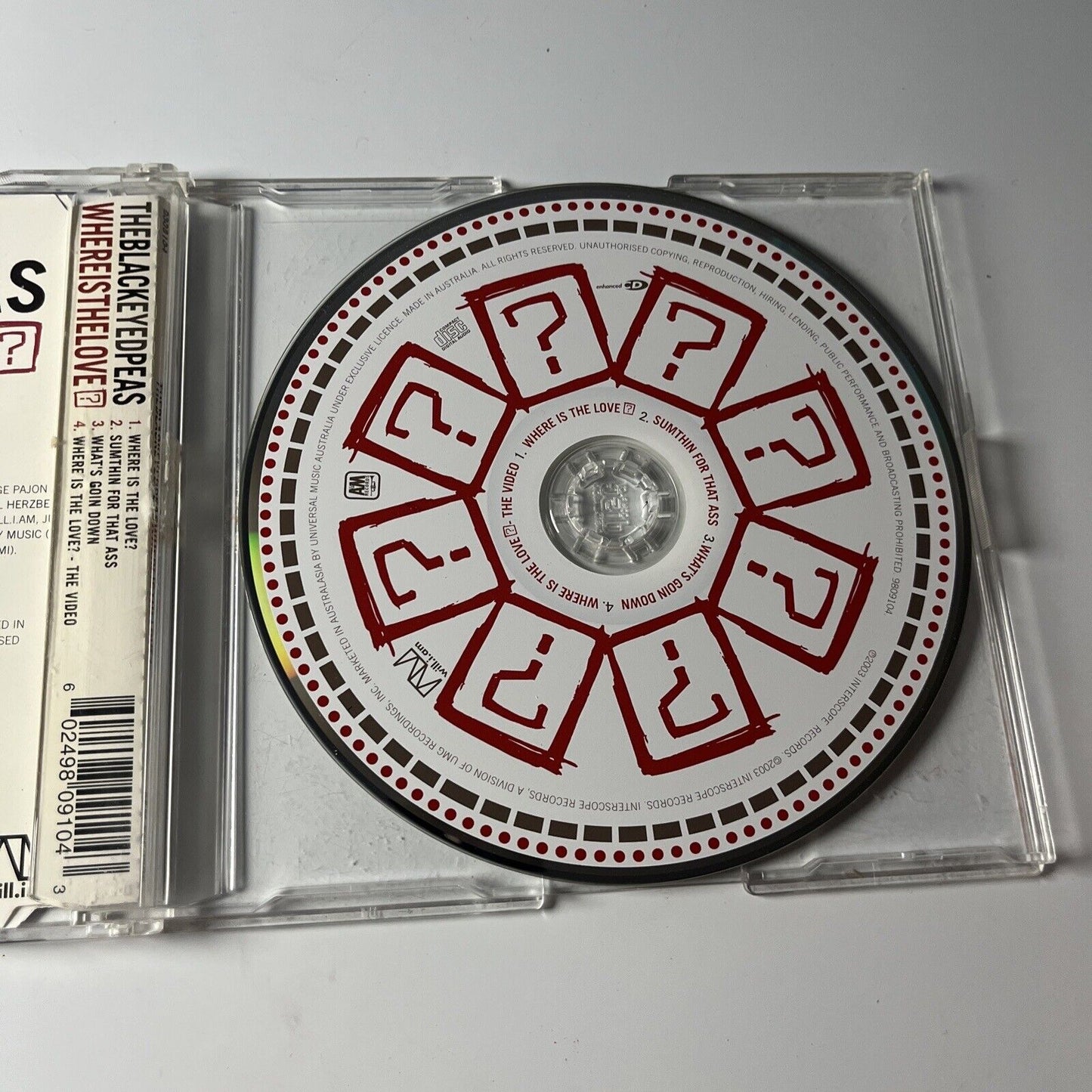 The Black Eyed Peas - Where Is the Love (CD, 2003) Single