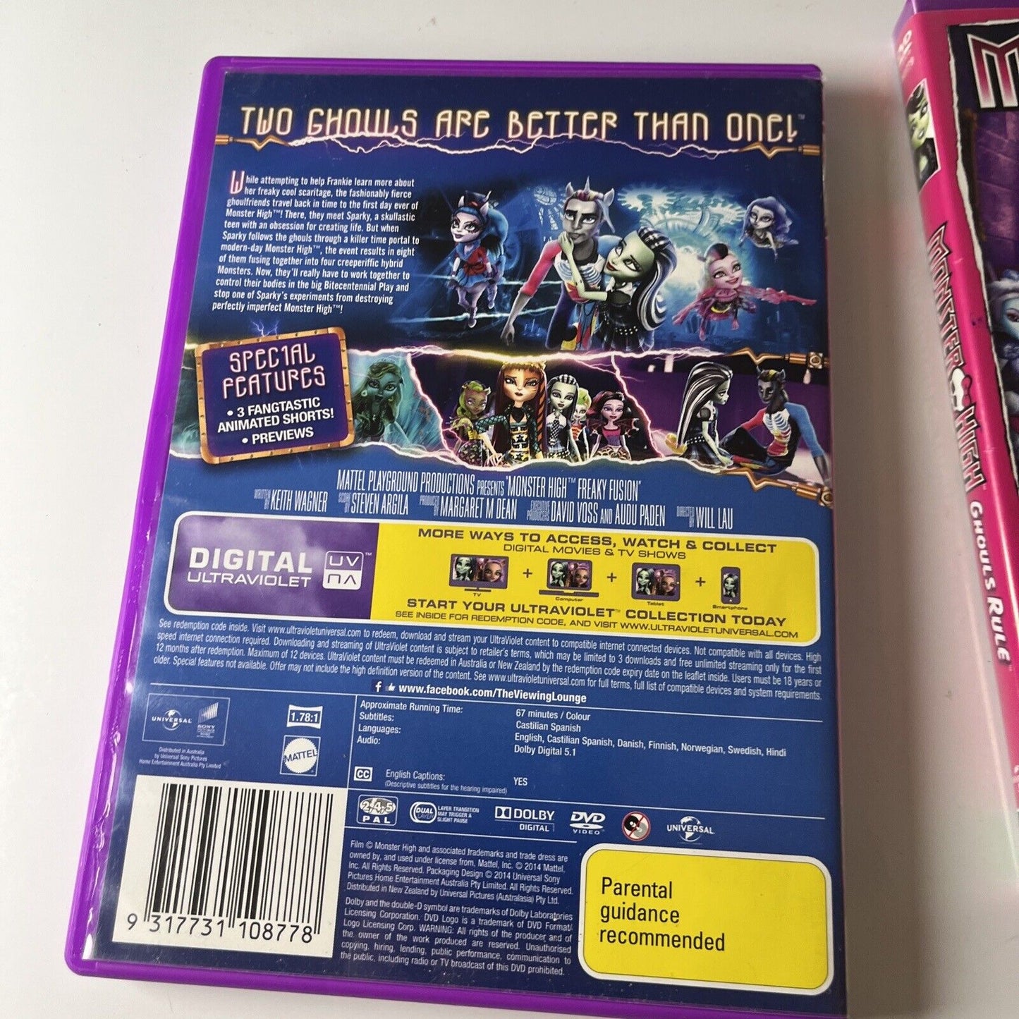 Monster High - Freaky Fusion / Ghouls Rule (DVD, 2014, 2-Disc) Region 4 &2