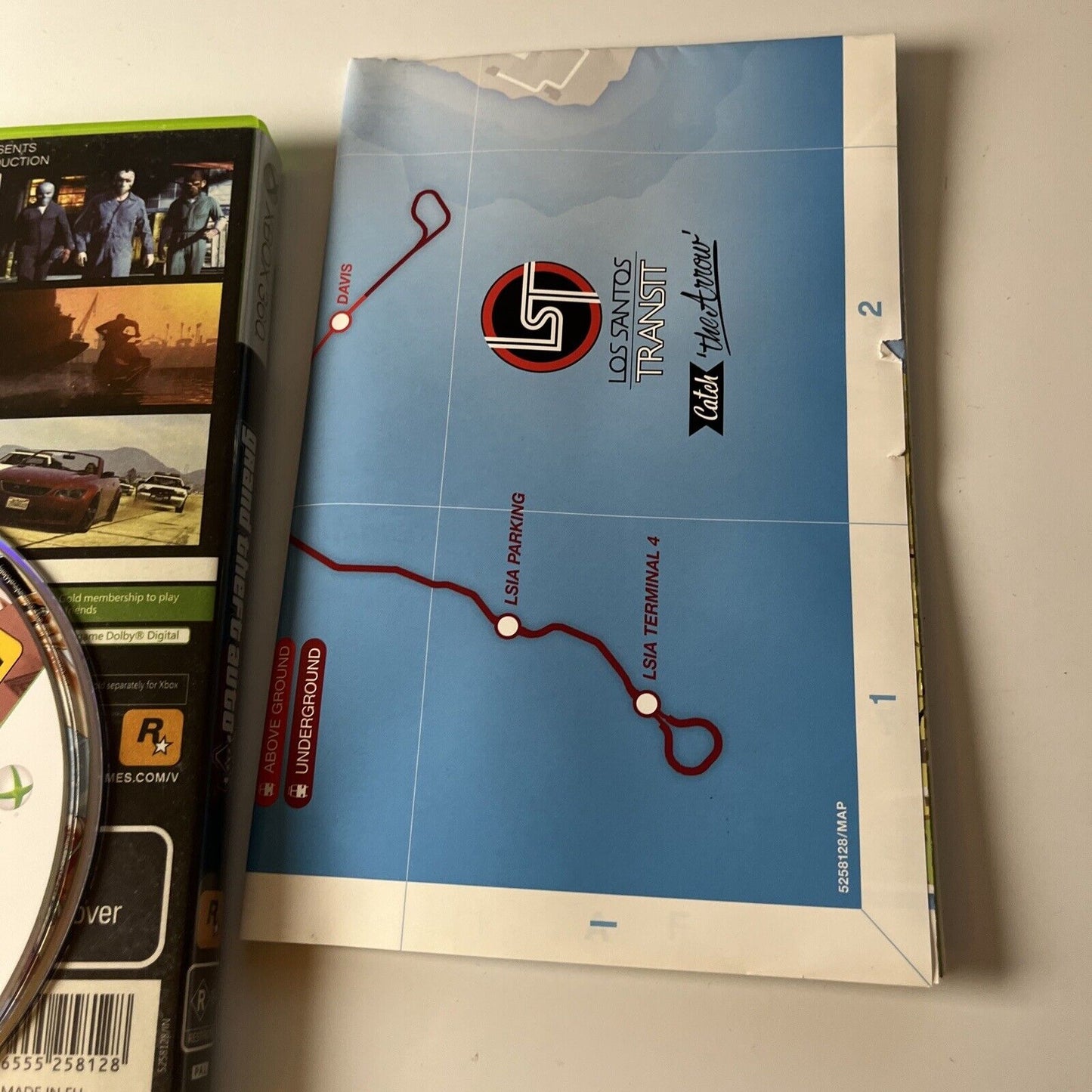 Grand Theft Auto V (Microsoft Xbox 360, 2013) With Manual Map PAL