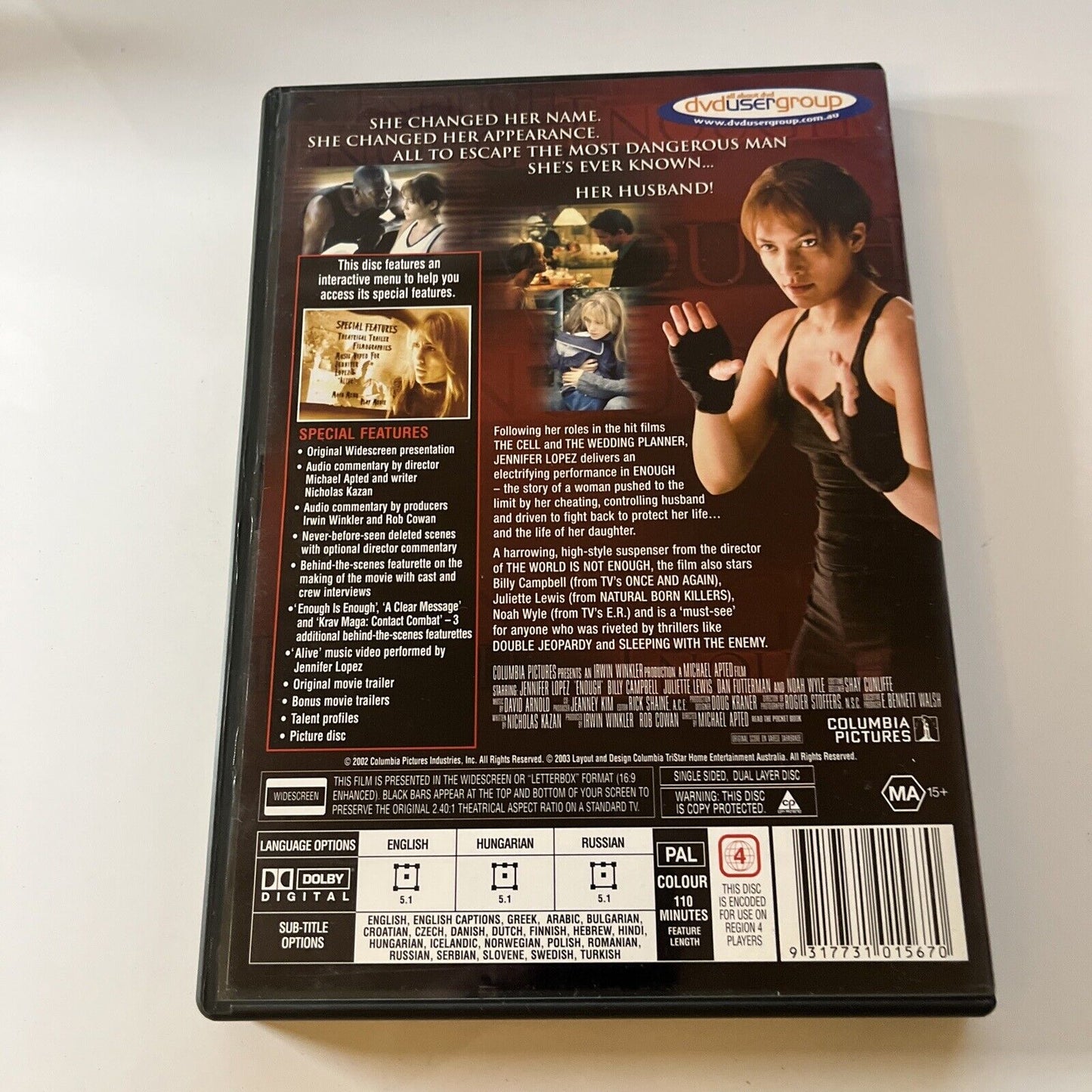 Enough  (DVD, 2002) Juliette Lewis, Jennifer Lopez  NEW Region 4