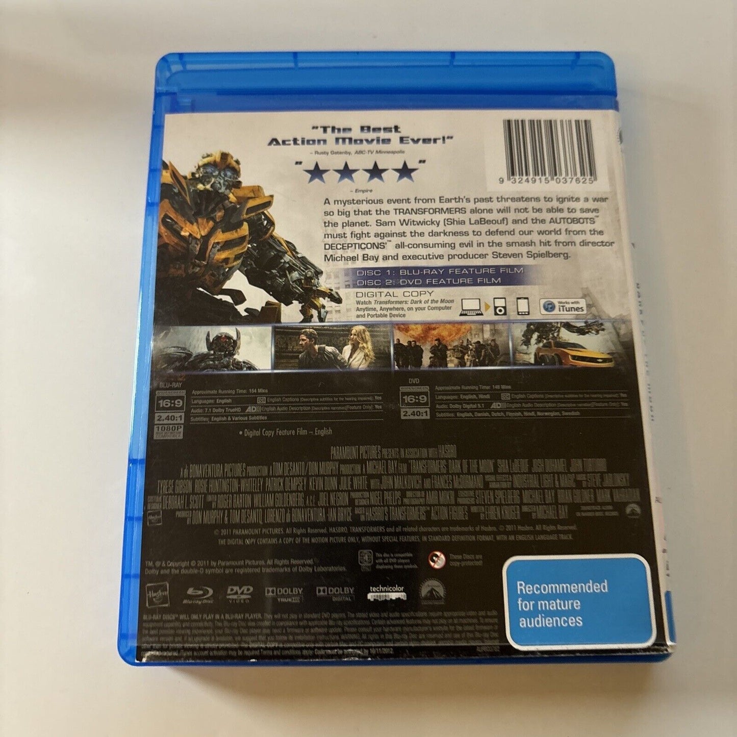 Transformers - Dark Of The Moon (Blu-ray & DVD, 2011) Region B