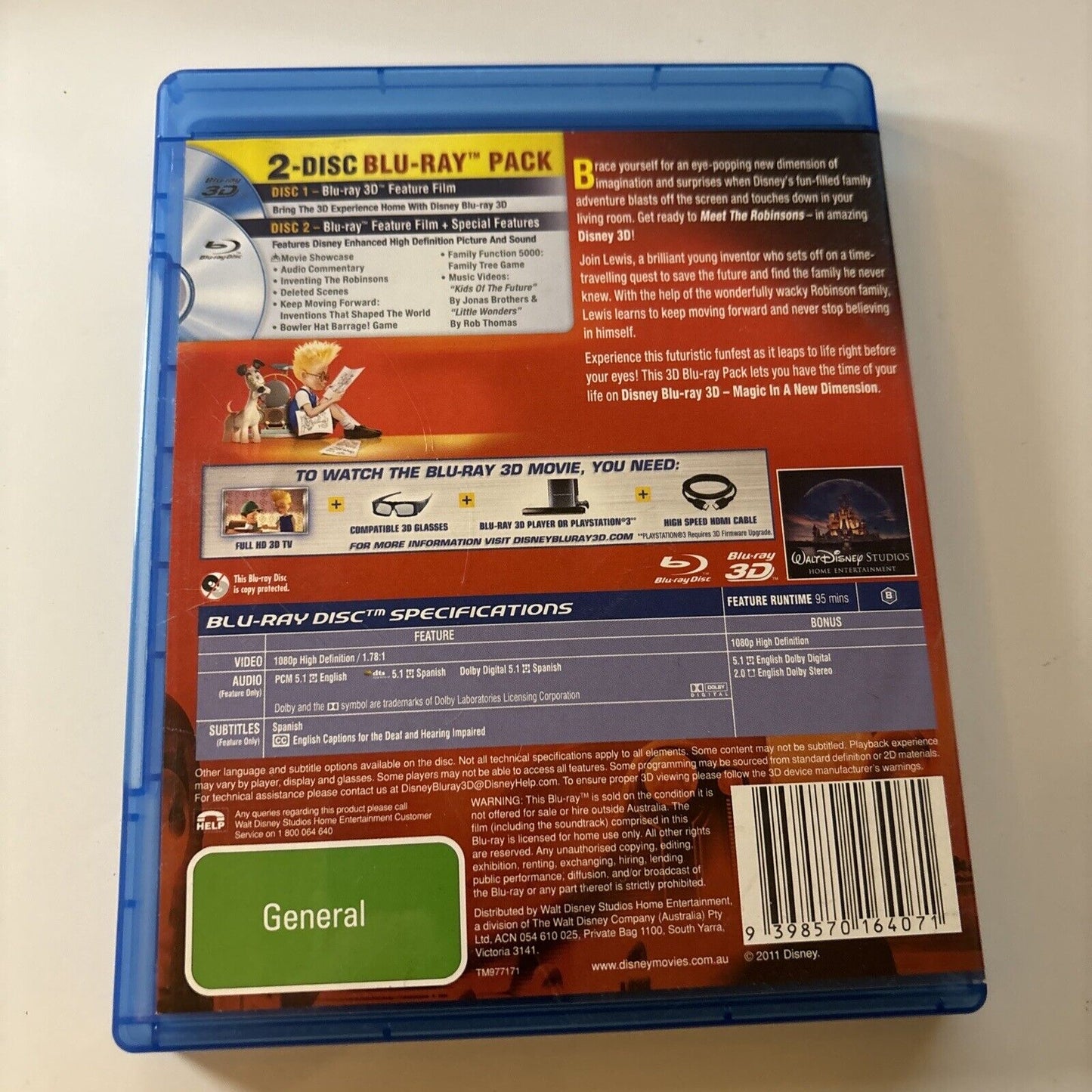 Meet The Robinsons 3D + 2D (Blu-ray 3D, 2007, 2-Disc) Region B