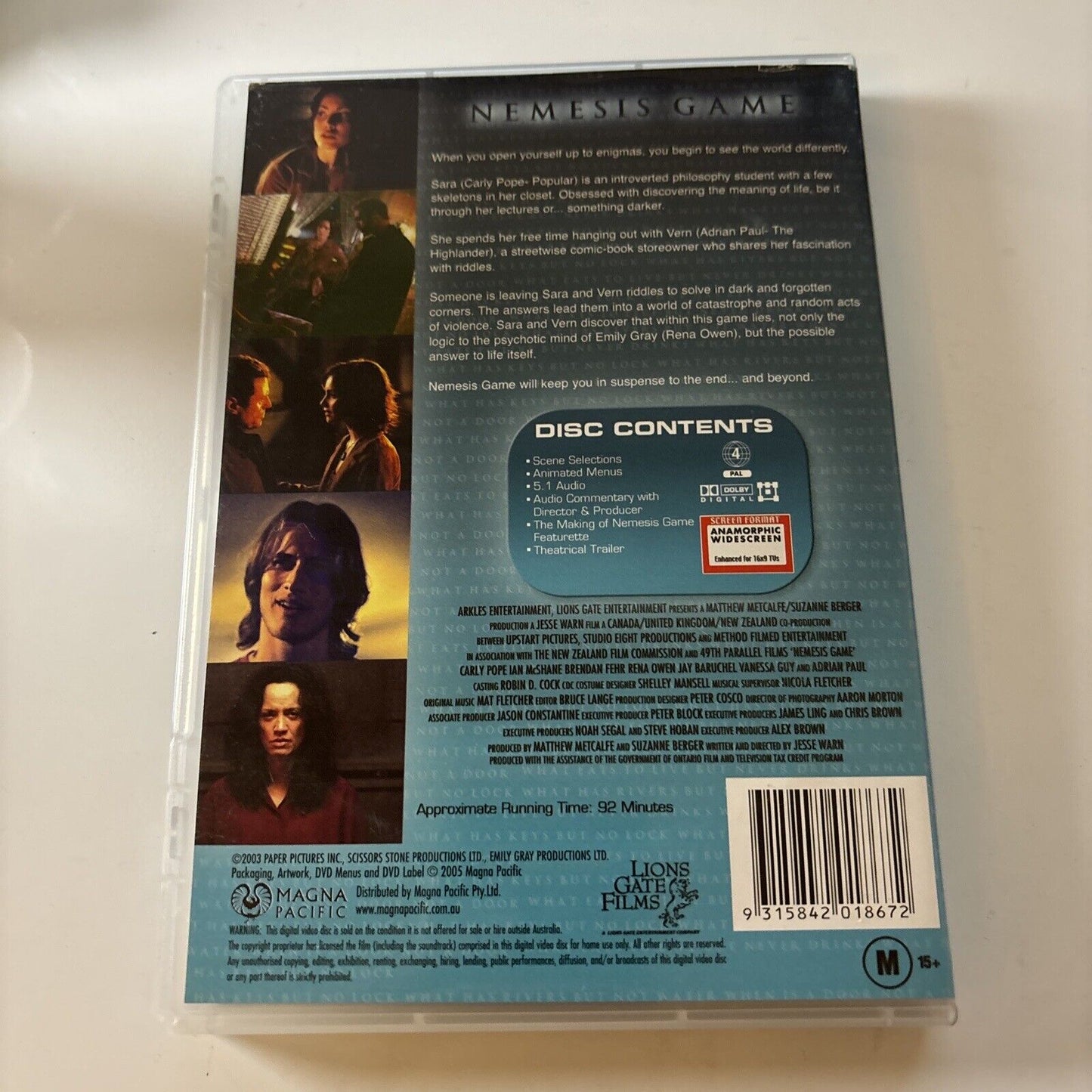 Nemesis Game  (DVD, 2003) Carly Pope, Ian McShane  Region 4