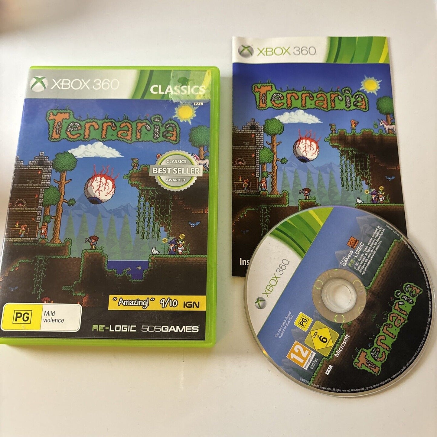 Terraria  Microsoft Xbox 360 PAL Game with Manual Complete