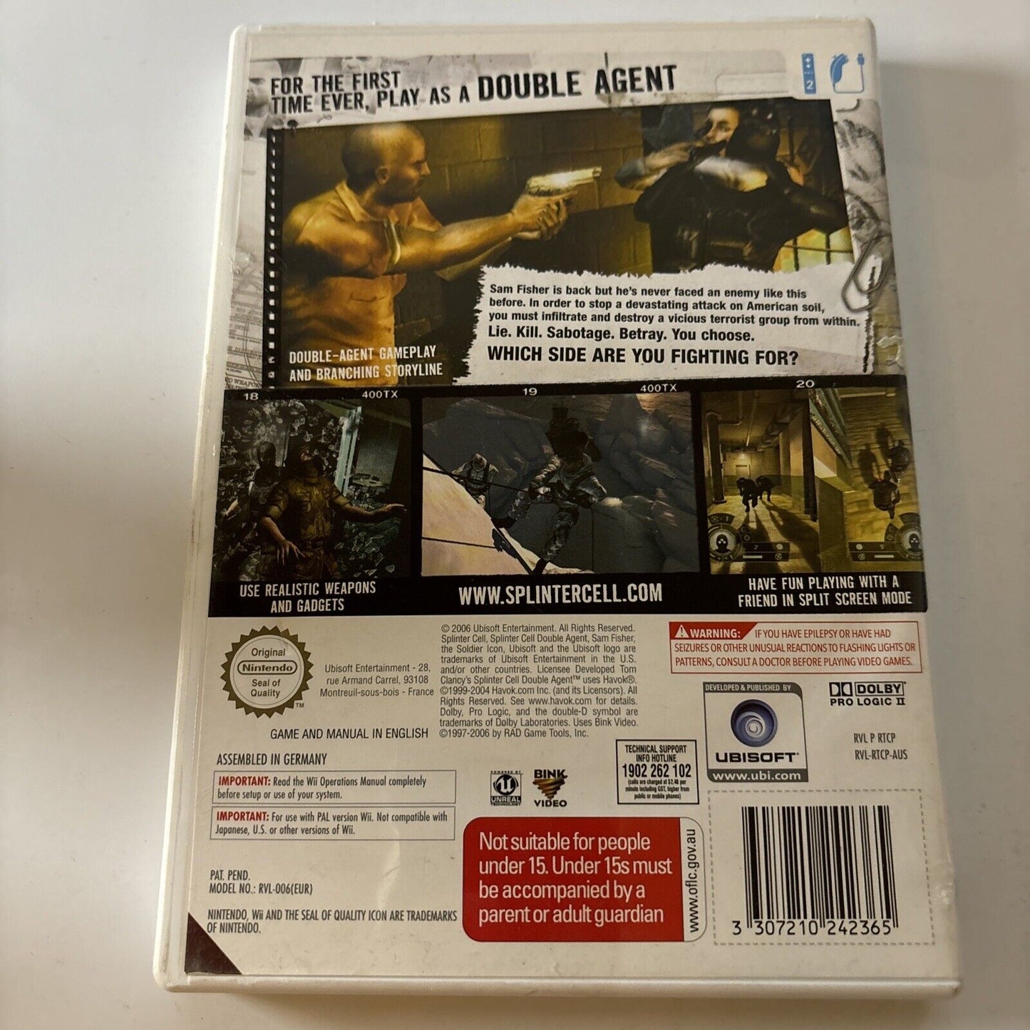 Tom Clancy's Splinter Cell Double Agent  Nintendo Wii Game PAL